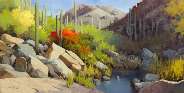 Wandering Through The Saguaros 24x48 SOLD!
