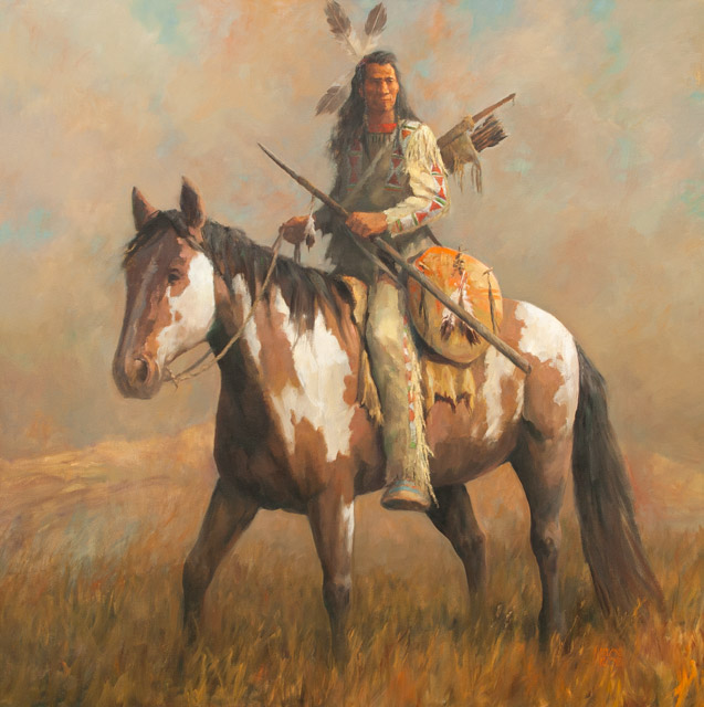Ron Himler, Indian On A Horse 12x9 SOLD!