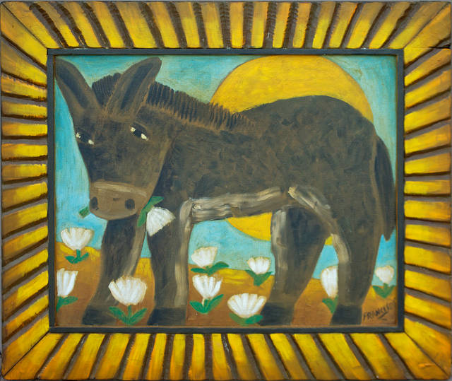 Little Burro With Flowers 21x26 SOLD!