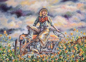 SOLD! Ridin' Grandma's Tractor 19x24