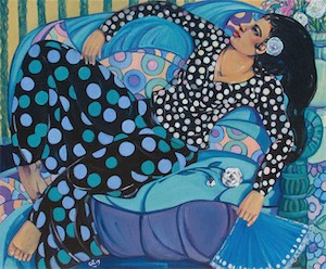 Blue Fan 30x36