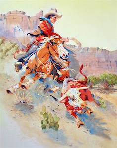 SOLD! Brush Popping 28x22 wc