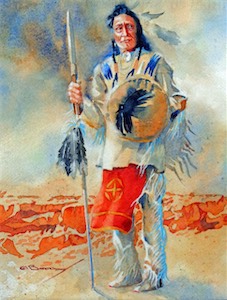 Crow Warrior 14x11 wc acrylic