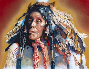 Sacred headdress 22x28 wc, acrylic