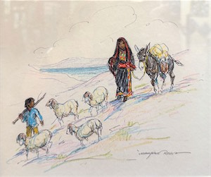 Jordan Desert- Life in the Holy Land 8x9 pencil