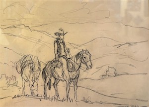 SOLD! Packin’ Into the Ranch 7x9 pencil