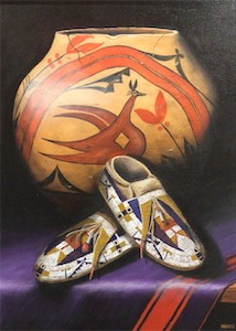 Brent Nageli, Pot with Moccasins 23x17