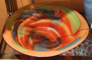Large Orange & Blue Bowl 16 inches