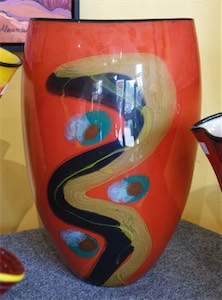 Nemtoi, Large Orange Oval Vase 16x10