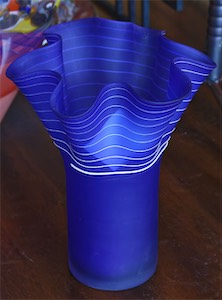 Royal Blue Ruffled with Stripes 9x6