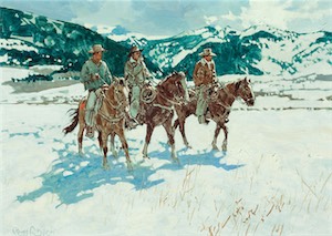 SOLD! Cowboys In the Snow 16x21
