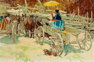 SOLD! Navajo Wagon In The Shade 24x36